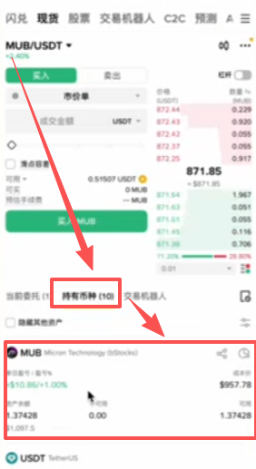 查看持有币种页面