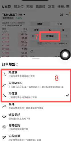 币安合约开仓设置杠杆倍数和止盈止损界面