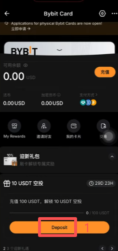 Bybit选择USDT充值链类型界面