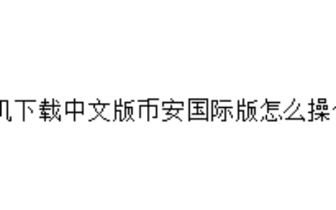 手机下载中文版币安国际版怎么操作？