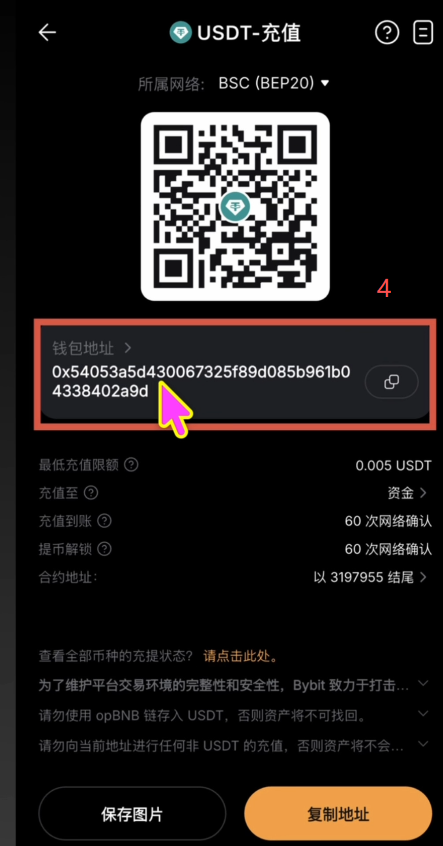 币安提现USDT选择BSC链输入地址界面