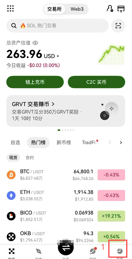 欧易资产页资金账户划转到交易账户操作界面