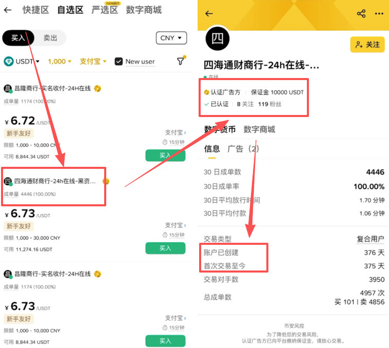 C2C商家主页认证图标和账户创建时间详情
