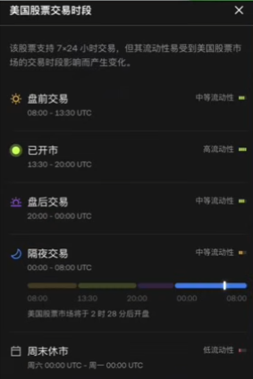 美股交易时段截图页面