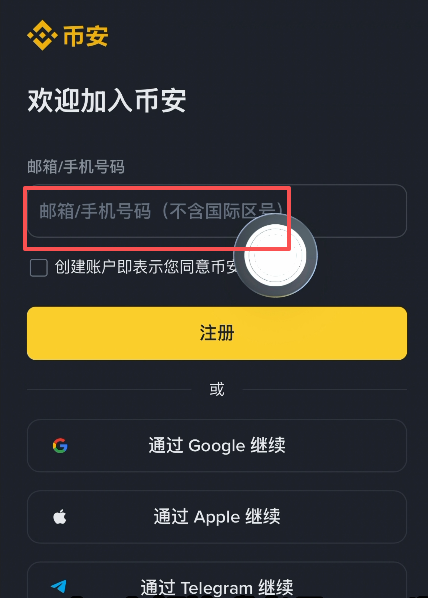 注册页面邮箱与手机号选择界面