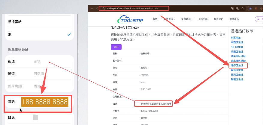 Google搜索香港地址生成器结果页