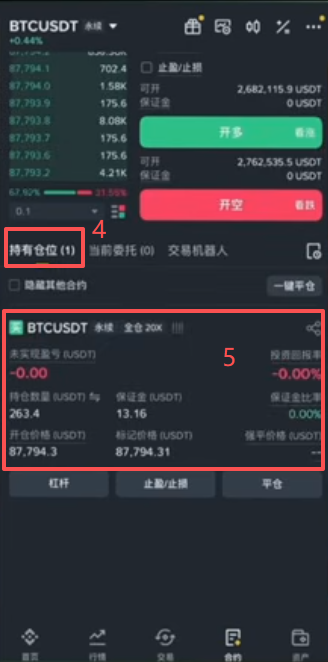 U本位开多仓操作页面