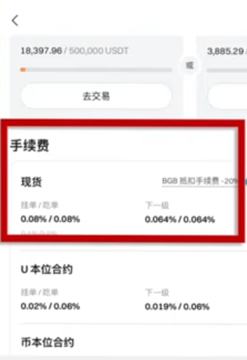 交易所手续费等级说明页面