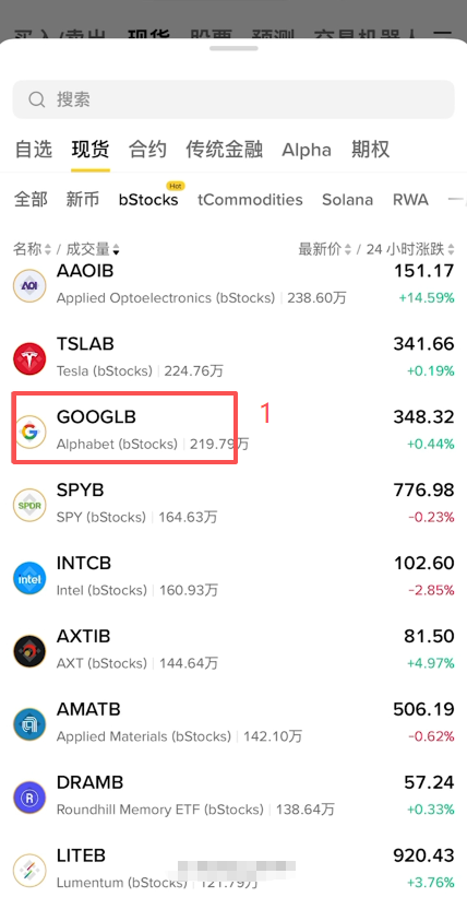 GOOGLB现货买入市价单界面