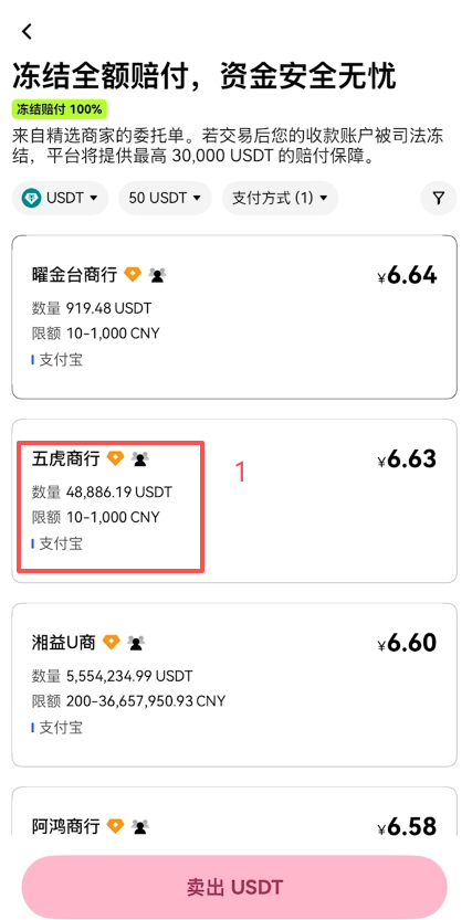 查看商家交易情况页面