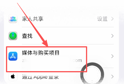 iPhone设置页面找到Apple账户入口