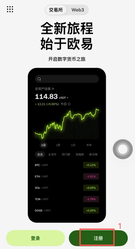 欧易交易所注册信息填写页面