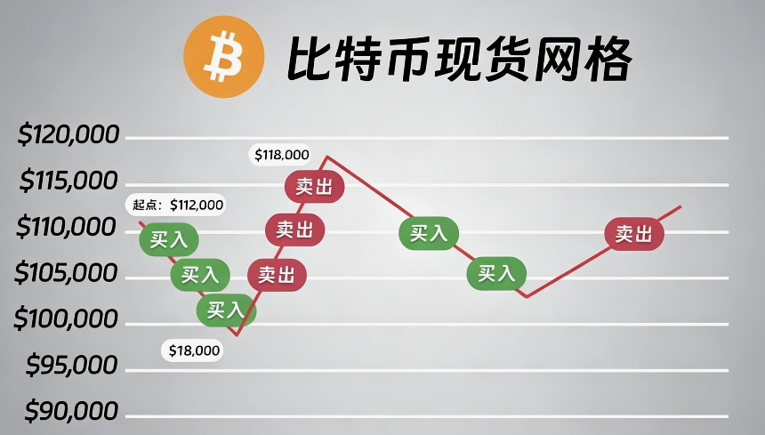 现货网格价格区间及网格线示意图