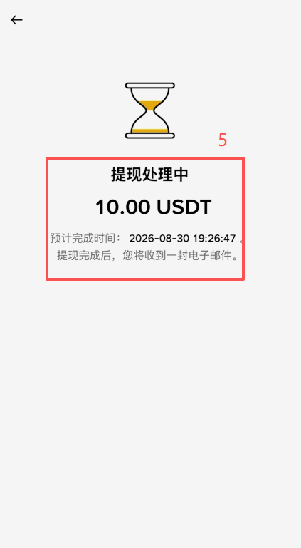 币安填写提现数量及显示网络手续费界面