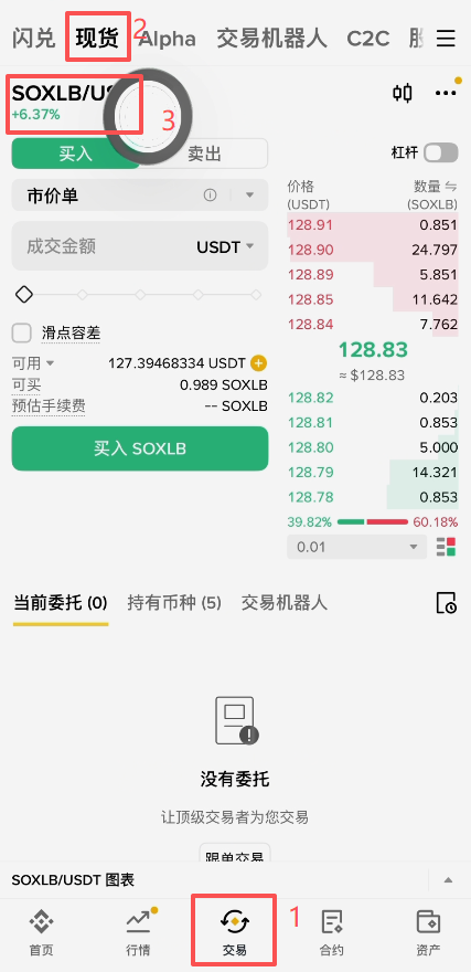 币安现货交易页面bstocks分类入口