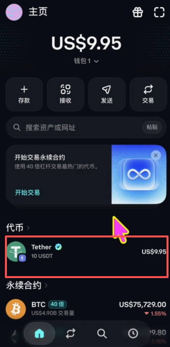 USDT到账显示页面