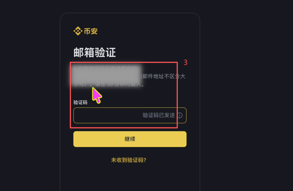 币安注册信息填写页面