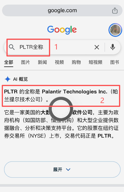 Bstocks监管入口搜索PLTRB结果页