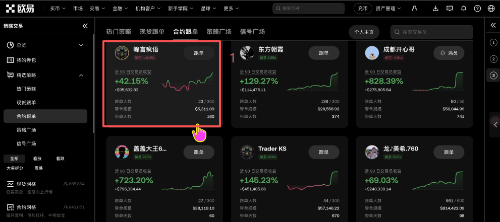 交易员主页设置止损操作
