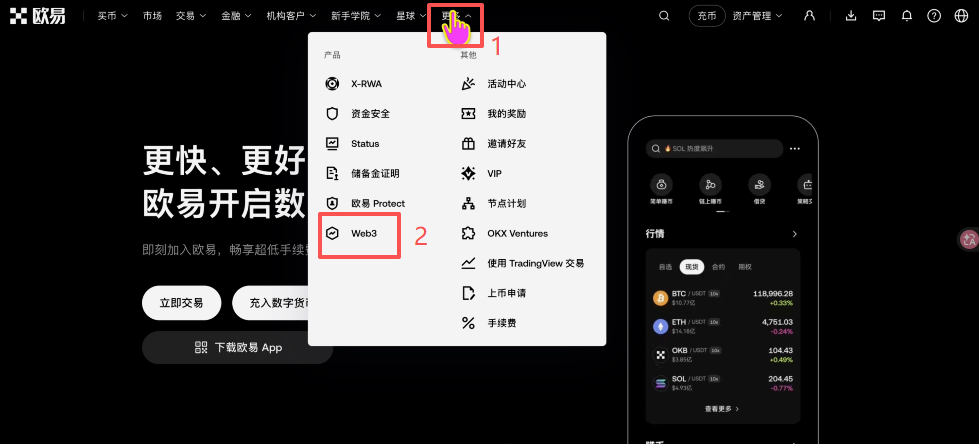 OKX Web3钱包连接成功后资产总览界面