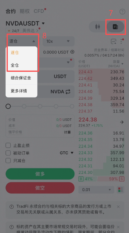 Bybit传统金融永续合约英伟达下单界面