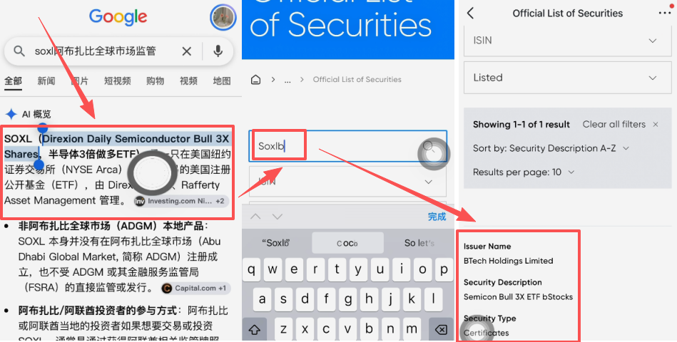Bstocks页面搜索SOXLB的监管资料结果