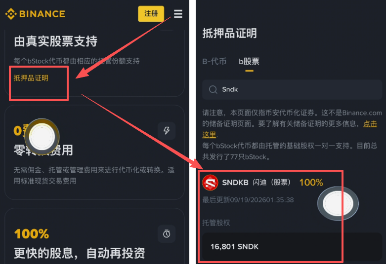 bstocks落地页抵押证明搜索SNDK结果