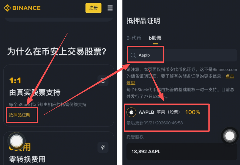 Bstocks落地页抵押品证明搜索AAPLB结果