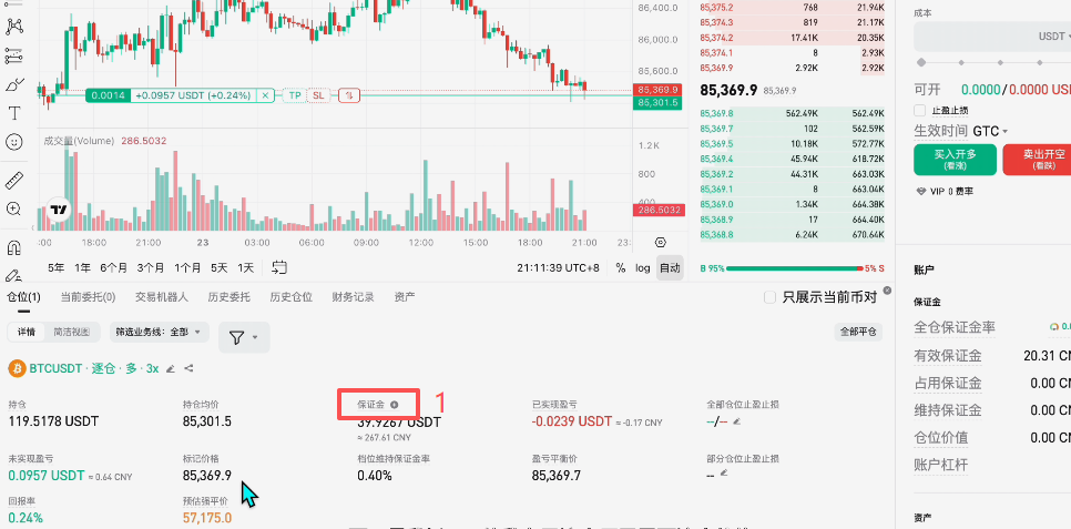 增加保证金按钮页面
