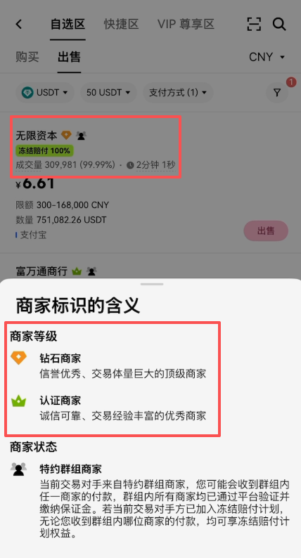 欧易商家主页成交量和入驻时间详情