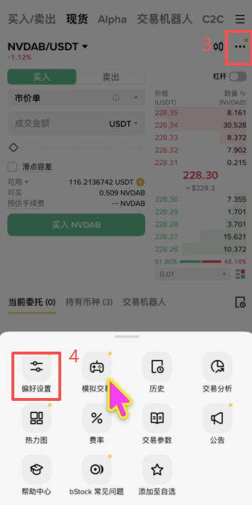 图表和偏好设置页面