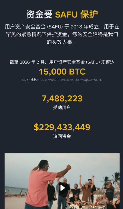 币安SAFU基金官方说明页面