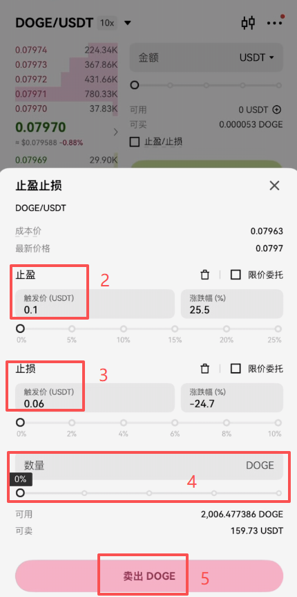 欧易现货持仓止盈止损设置页面