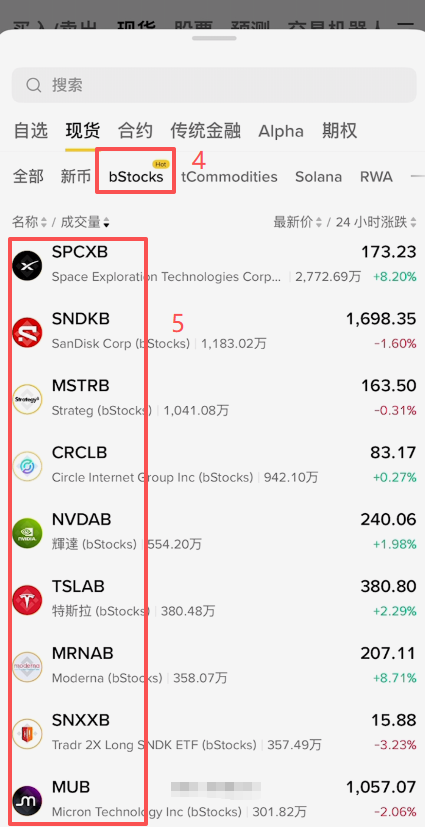 币安bStocks交易入口页面